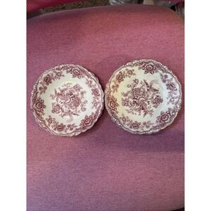 Crown Ducal Bristol Pink  Scalloped Rimmed 5.75" Saucer Set Lot Of 2 England